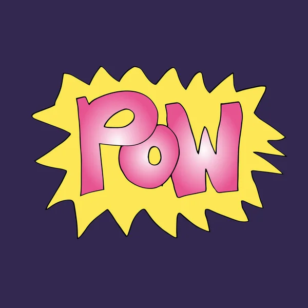 Pow Sticker Social Media Content Vector Hand Drawn Illustration Design — Stock Vector