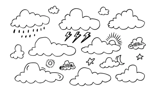 Hand Drawn Weather Collection Flat Style Vector Illustration White Background — Stock Vector