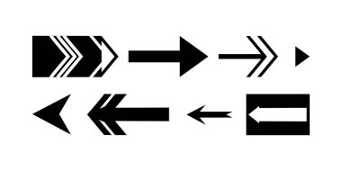 Siyah ok vektörü illüstrasyon ve kolesyon.ok vektör simgesi kümesi.