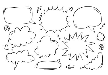 El çizimi konuşma baloncukları beyaz arkaplanda izole.