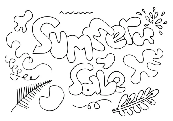 Handgetekende Letters Van Summer Sale Met Doodle Stijl Vector Illustratie — Stockvector