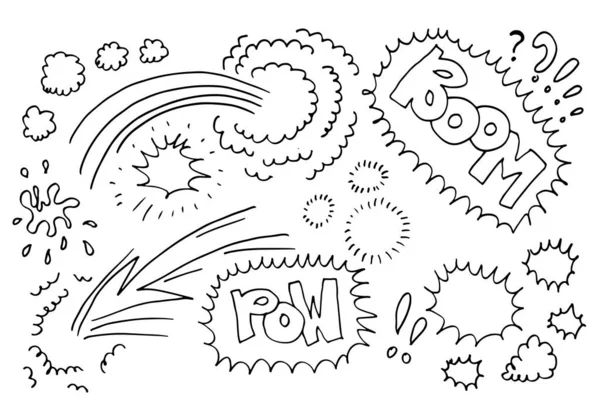 Hand Drawn Comic Doodles White Background — Stock Vector