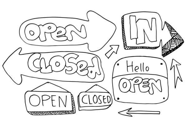 Znak Otwarty Zamknięty Stosowania Kawiarniach Budynkach Sklepach Innych — Wektor stockowy