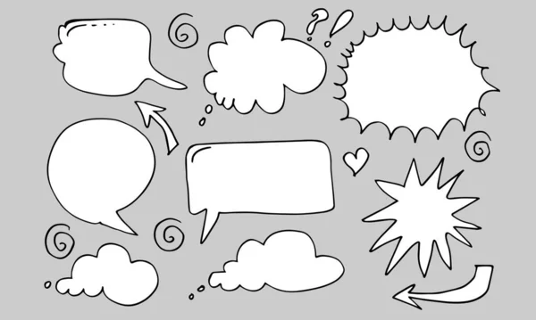 Hand Drawn Set Speech Bubbles Isolated Grey Background — Vector de stock