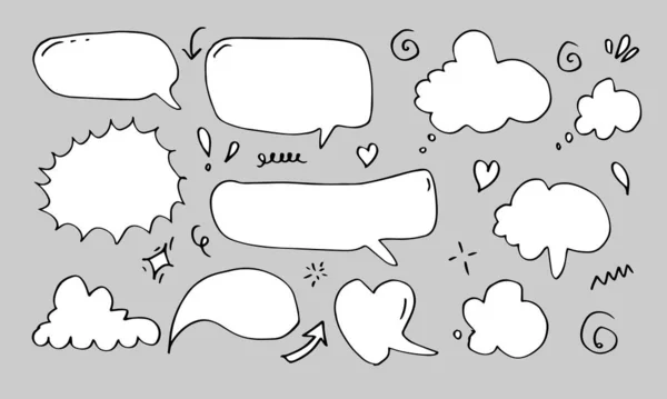 Hand Drawn Set Speech Bubbles Isolated White Background — Stock Vector