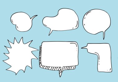 Siyah Sketch Çizgi Romanlarının Vektör Kümesi Konuşma Bubbles.baloncuk diyalog karalama vektör çizgisi iletisi.vektör illüstrasyonu.