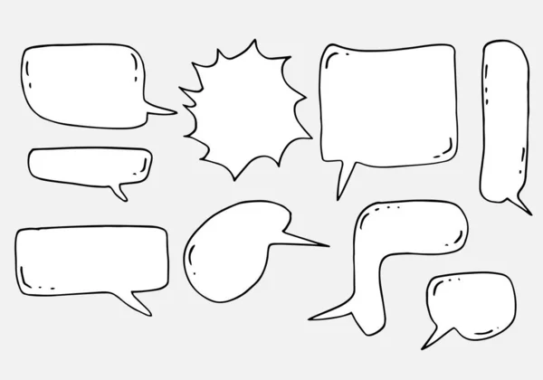 Vektor Set Von Schwarz Sketch Comics Speech Bubbles Bubble Dialog — Stockvektor