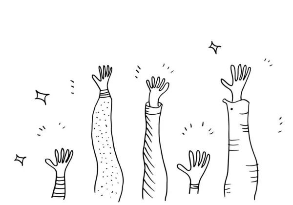 Applaudissements Main Tirer Sur Fond Blanc Illustration Vectorielle — Image vectorielle