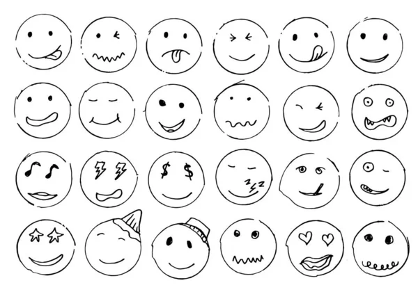 Emoji Elemento Conjunto Dibujado Mano Para Concepto Diseño — Vector de stock