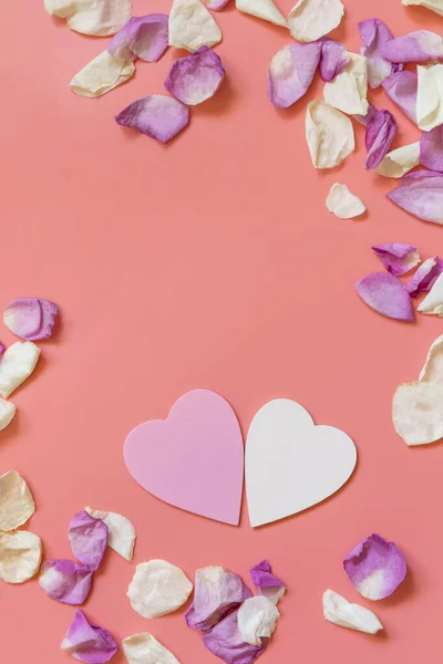 Happy Valentines Love Wedding Concept Ideas Heart Shape Made Pink — Stok fotoğraf