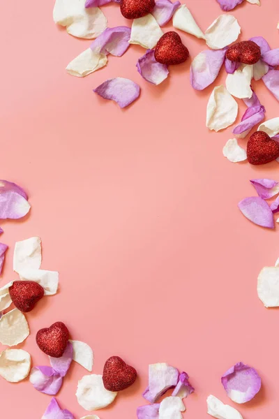 Valentines Love Wedding Concept Lilac Violet Very Peri Flowers Red — Stok fotoğraf