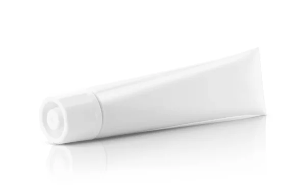 Tube Blanc Emballage Vierge Pour Dentifrice Modèle Produit Cosmétique Isolé — Photo