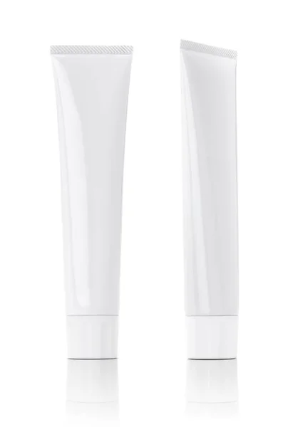 Порожня Упаковка Білої Трубки Зубної Пасти Або Дизайну Косметичного Продукту — стокове фото