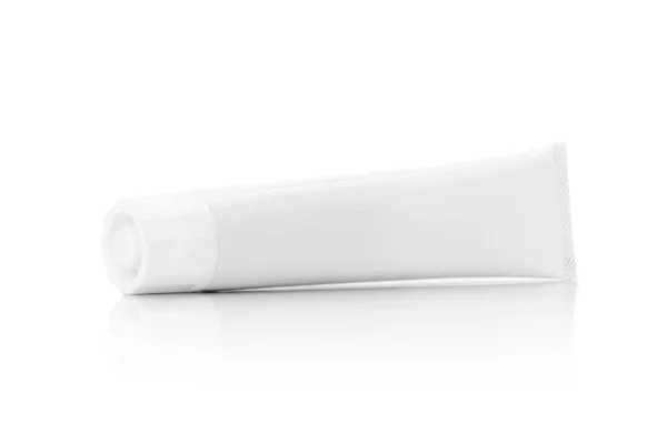 Tube Blanc Emballage Vierge Pour Dentifrice Modèle Produit Cosmétique Isolé — Photo