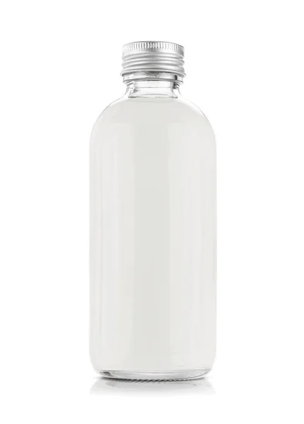 Imballaggio Bianco Bottiglia Vetro Trasparente Bevande Medicamento Modello Design Del — Foto Stock