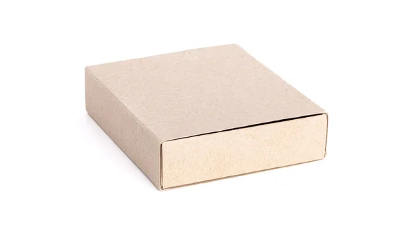 Caja Kraft Recicla Envases Papel Aislados Sobre Fondo Blanco —  Fotos de Stock