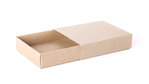 Caja Kraft Recicla Envases Papel Aislados Sobre Fondo Blanco —  Fotos de Stock