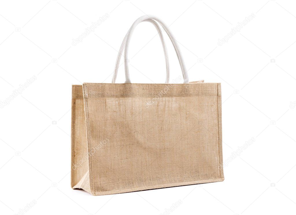 Sack bag for reusable shopping lifestyles isolated on white background, ecology business concept