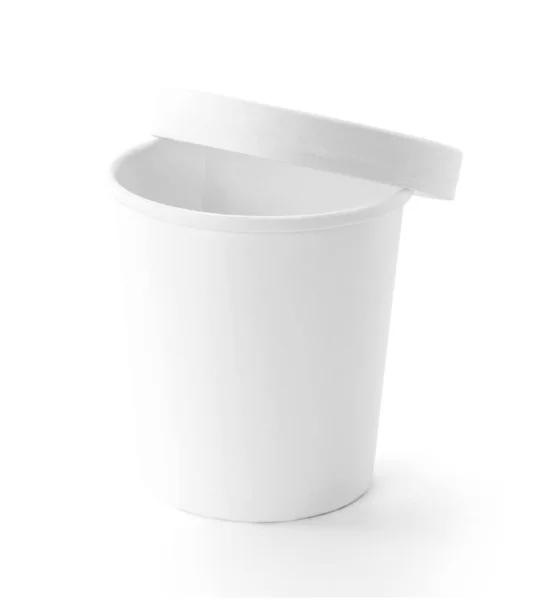 空白包装白色牛皮纸杯用于生态产品设计模型 在白色背景下与剪切路径隔离 — 图库照片