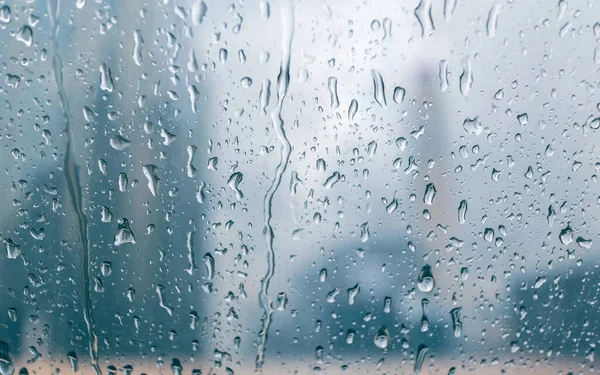 Raindrops Window Buildings City Background Rainy Day — Stock Photo, Image