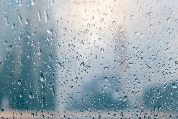 Raindrops Window Buildings City Background Rainy Day — Stock Photo, Image