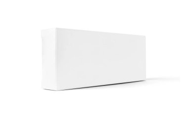 Ürün tasarımı için boş beyaz karton kutu kırpma yolu ile beyaz arkaplanda izole edilmiş maket