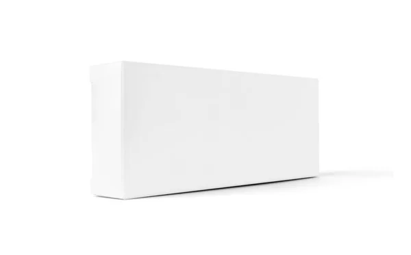 製品設計のためのブランクホワイトペーパーボックスクリッピングパスと白の背景に隔離されたモックアップ — ストック写真