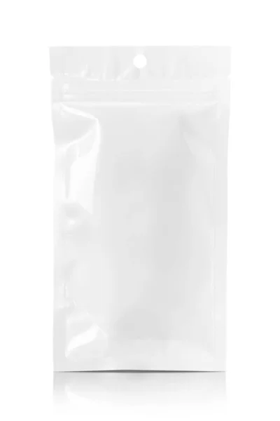 Embalaje Blanco Bolsa Cremallera Opp Plástico Blanco Para Maqueta Diseño — Foto de Stock