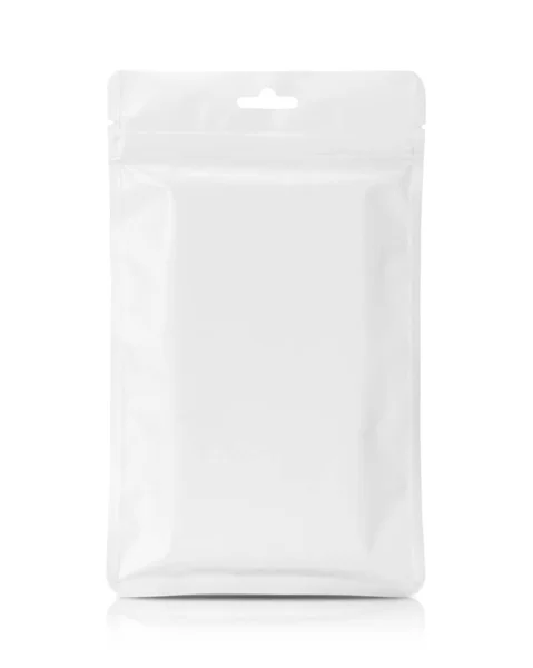 Leere Verpackung Weißer Kunststoff Opp Reißverschlusstasche Für Produktdesign Attrappe Mit — Stockfoto