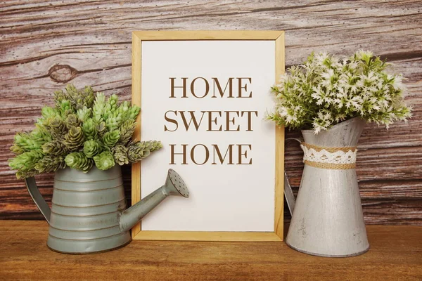 Tableau Noir Avec Texte Home Sweet Home Décorer Avec Plante — Photo