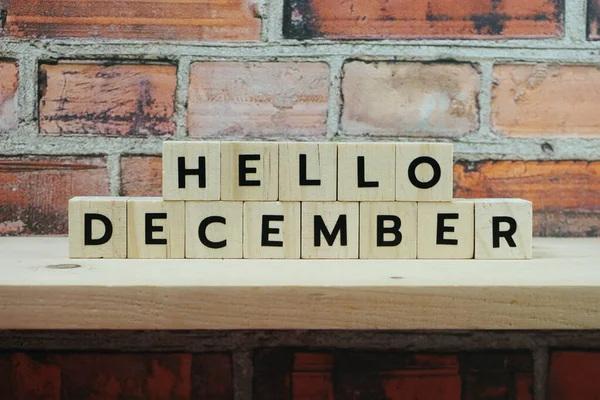 Hallo December Alfabet Brief Planken Houten Achtergrond — Stockfoto