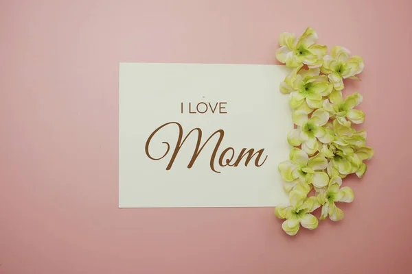 Happy Mother Day Karte Typografie Text Mit Blume Auf Rosa — Stockfoto