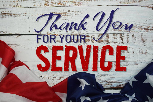 Дни ветеранов Спасибо за Ваше сообщение с американским флагом на деревянном фоне