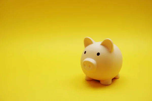 Piggy Bank Space Copy Yellow Background Royalty Free Stock Photos