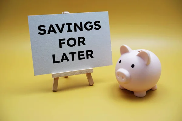 Savings Later Text Messege Yellow Background — Zdjęcie stockowe