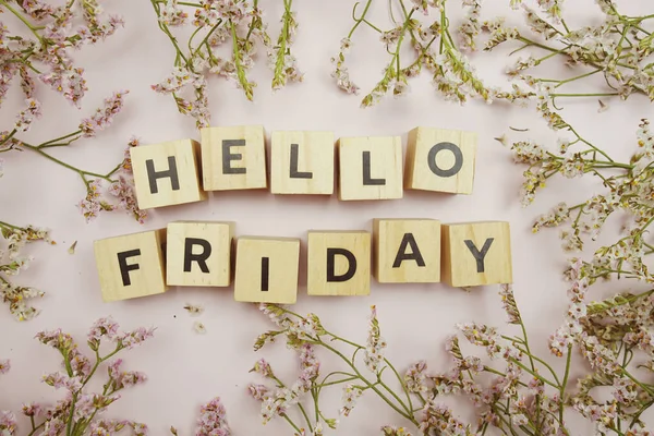Hello Friday Alphabet Letter Pink Background — Stock Photo, Image