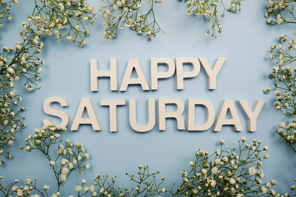 Happy Saturday Alphabet Letters Blue Background — Stock Photo, Image