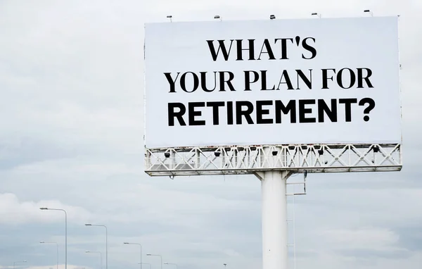 Jaký Máš Plán Odchod Důchodu Textová Zpráva Tabuli Modrou Oblohou — Stock fotografie