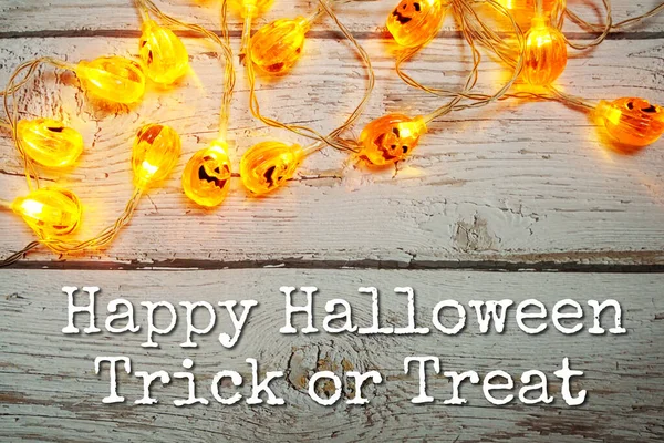 Happy Halloween Typografie Text Dýně Světla Led Pro Halloween Dekorace — Stock fotografie