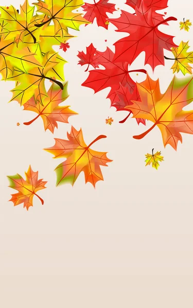 Grüne Blätter Hintergrund Beige Vector Florale Novembervorlage Herbstliches Realistisches Blatt — Stockvektor