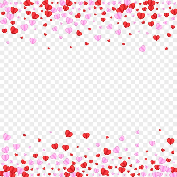Pink Confetti Fondo Vector Transparente Corazón Del Patrón Blanco Fondo — Archivo Imágenes Vectoriales
