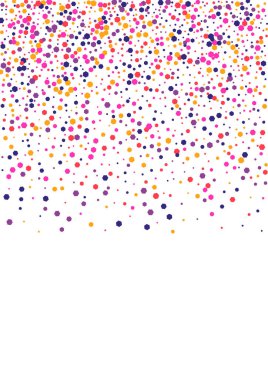 Sarı Şenlikli Çember Arkaplanı. Yuvarlak Kutlama Duvar Kağıdı. Çoklu Renkli Dot Geometriği. Konfeti Mor Yığın Çizimi. Kağıt Çerçeve.