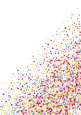 Sarı Doğum Günü Çemberi Arkaplanı. Renkli Konfeti İllüstrasyonu. Mavi Yıldız Çerçeve Dekorasyonu. Sancak Noktası Arkaplanı.