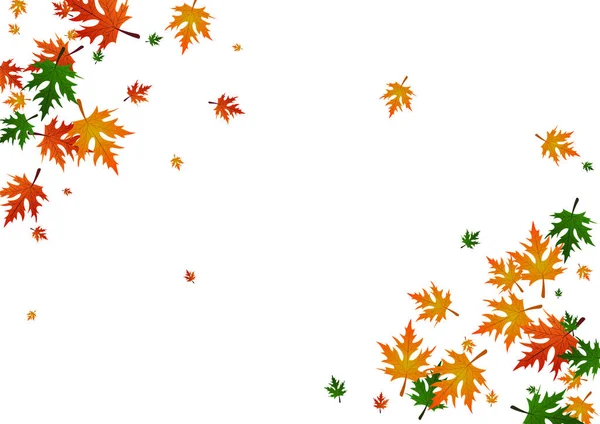 Ocher Foliage Vektor Putih Latar Belakang Bingkai Realistik Tanaman Musim - Stok Vektor