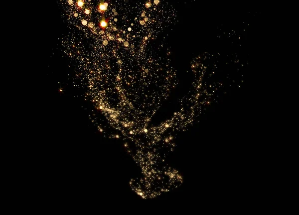 スプレー効果の背景を持つ金粒子の流れや黄金の塵煙 キラキラとした香りまたは黄金のシマーグロー 魔法の光の輝きと光沢のある流体のフレア — ストック写真