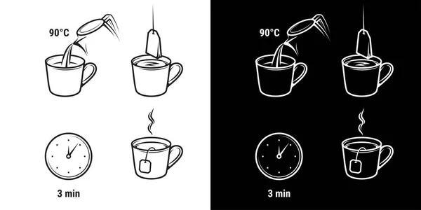 Iconos Preparación Instrucciones Elaboración Bolsa Método Vertido Vector Iconos Proceso — Archivo Imágenes Vectoriales