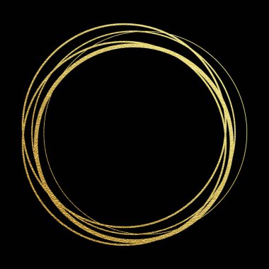 Altın daire soyutlama altın folyo ve glitter. Noel ve yılbaşı tebrik kartı için beyaz arka plan üzerinde dokulu altın yüzük