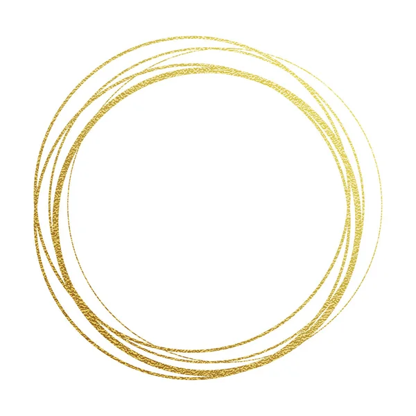 Golden Circles Abstraction Gold Foil Glitter Textured Golden Rings White — Stock Vector