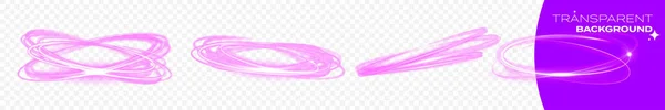 Magiska Neon Cirkel Ljuseffekt Vektor Glöd Gnistrande Ring Isolerad Transparent — Stock vektor
