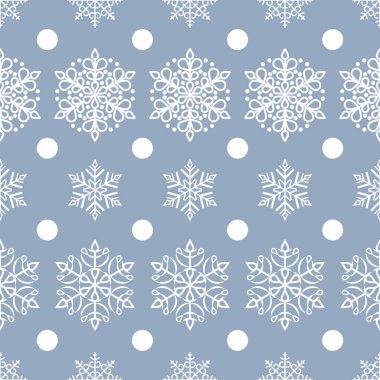 Kar taneleriyle kusursuz desen. Noel ve Yeni Yıl dekorasyon unsurları. Tasarım davetleri, kartpostallar ve selamlar için şenlikli doku.